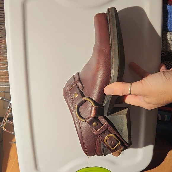 Frye harness mule brown leather shoes size 7